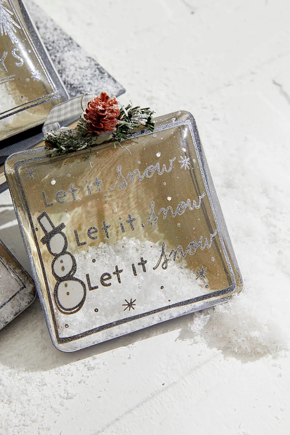 4" Square Text Glass Ornament