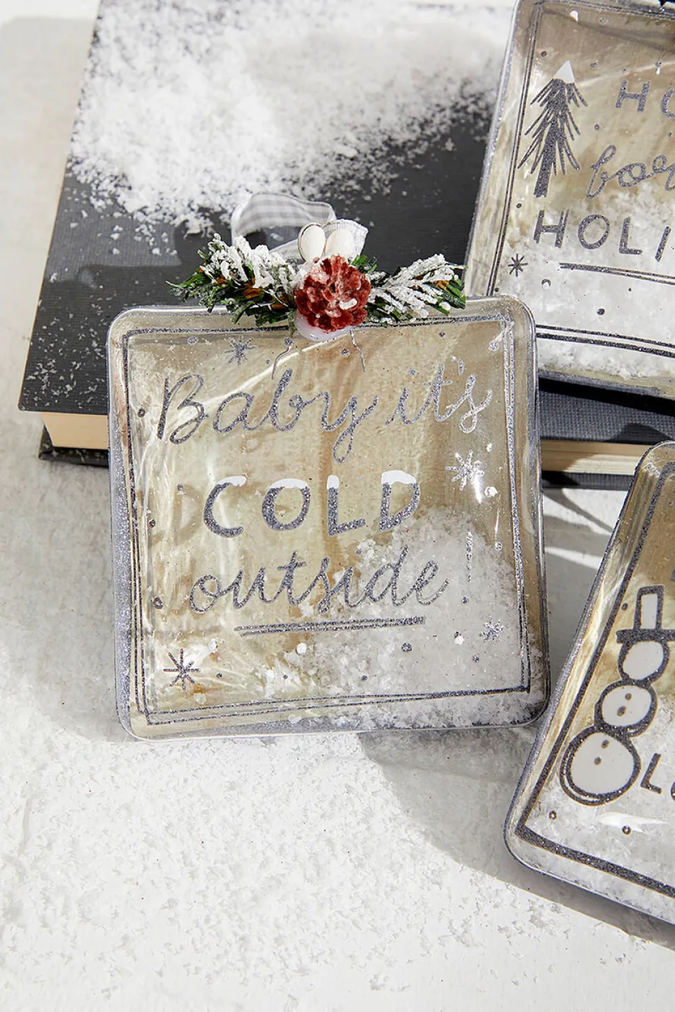 4" Square Text Glass Ornament