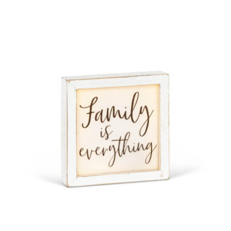 9" Square White Wood Plaque with LED Lights