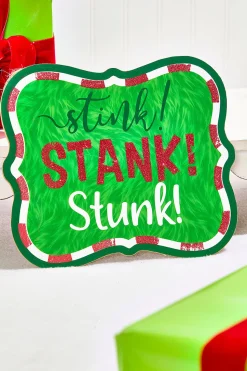 10.5" Stink Stank Stunk Glitter Sign