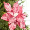 24” Striped Poinsettia Christmas Tree Flower