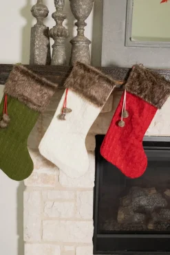22" Sweater Knit Stocking w/ Faux Fur Cuff