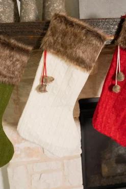 22" Sweater Knit Stocking w/ Faux Fur Cuff