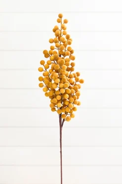 33" Tan Flocked Berry Spray