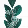 25.5" Teal Fruit and Magnolia Leaf Spray