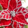 24" Tinsel Edge Velvet Poinsettia Stem