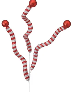 35” Tinsel Peppermint Twist with Ball Spray