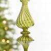 9" - 10" Transparent Green Finial Glass Ornament