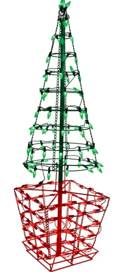 4' Twinkling Tree Topiary with 150 Lights C5 & G12 - Green /Red