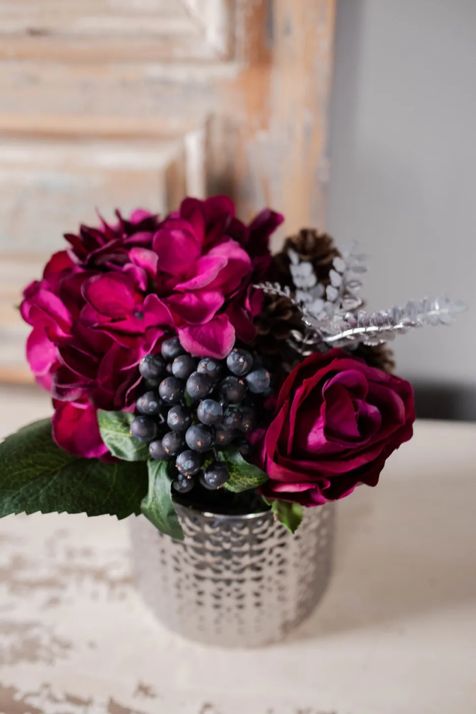 Valentine's Day Floral Arrangement with Real Touch Rose - Plum