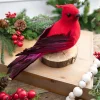 9” Velvet Feathered Cardinal Clip Ornament