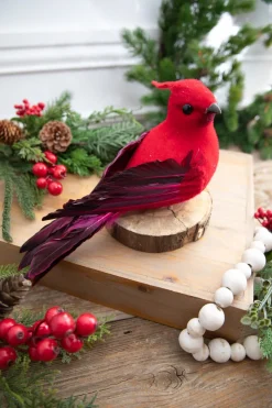 9” Velvet Feathered Cardinal Clip Ornament