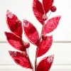 24" Velvet Glitter Leaf Stem