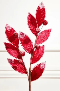 24" Velvet Glitter Leaf Stem