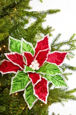 22" Velvet Poinsettia Stem