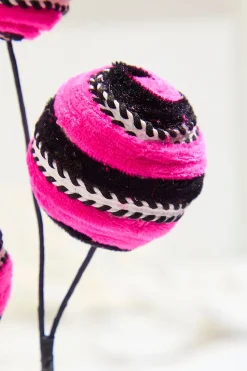 17" Velvet Stripe Ball Spray - Pink