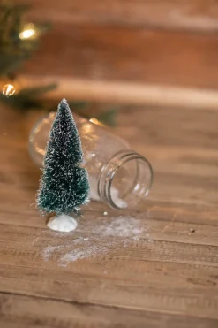 Vintage Bottle Brush Tree In Jar with Snow