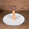 15" Vintage Metal & Wood Serving Tray with Handle