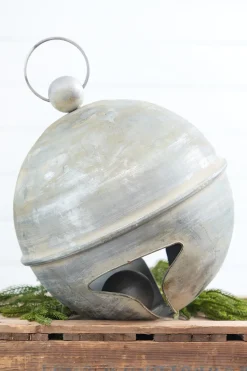 12" Weathered Tin Jingle Bell Christmas Ornament
