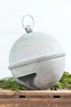 8" Weathered Tin Jingle Bell Christmas Ornament