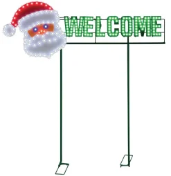 36" Welcome Yard Sign - Santa Face - Red/Green/Pure White 190L