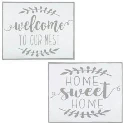 19" White and Grey Metal Enamel Wall Decor