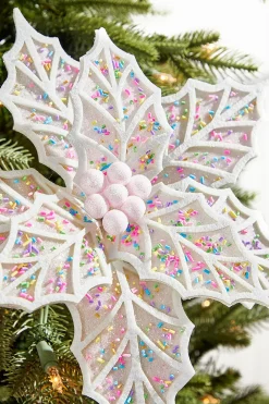 22" White Confetti Poinsettia Stem