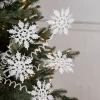 25” White Curly Snowflake Stem