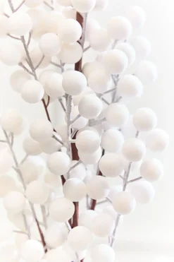33" White Flocked Berry Spray