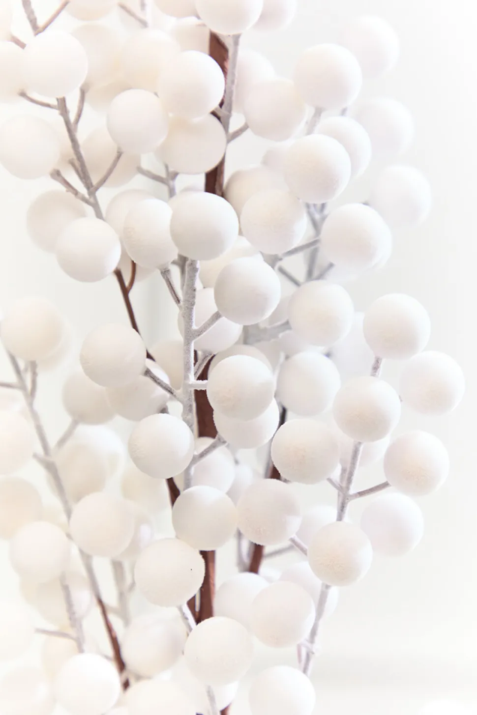33" White Flocked Berry Spray