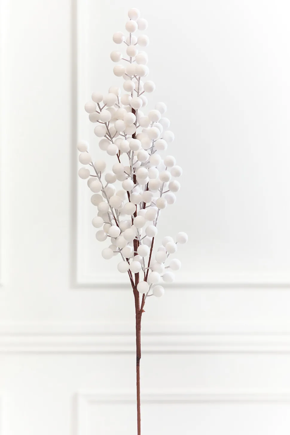33" White Flocked Berry Spray
