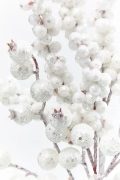 20" White Glitter Berry Spray