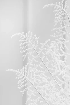 35" White Glitter Fern Spray
