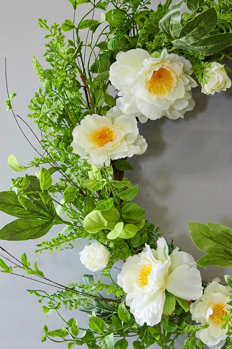 30" White Peony Wreath