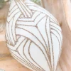 5" - 6" White With Champagne Glitter Art Deco Glass Ornament