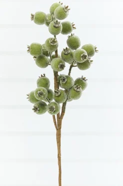 21" Winter Apple Green Beaded Berry Spray