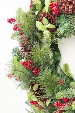 29" Winter Foliage & Magnolia Leaf Wreath