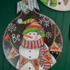 18.9” Wood and Metal Snowman Ornament Plaque