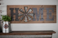 31" Wood and Metal Windmill "Home" Sign