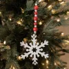 9” Wood Bead MDF Snowflake Drop Ornament