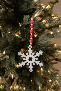 9” Wood Bead MDF Snowflake Drop Ornament