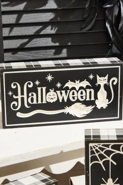 7.8" Wood Halloween Design Engraved Block
