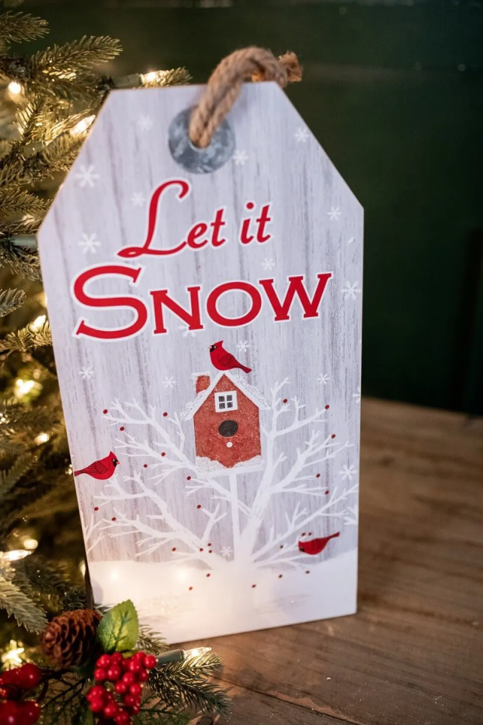 15.75” Wood Holiday Hanging Sign
