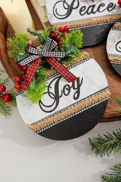 8.5" Wood Holiday Ornament With Bow