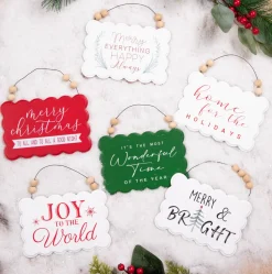 6.6” Wood Holiday Sign Ornament