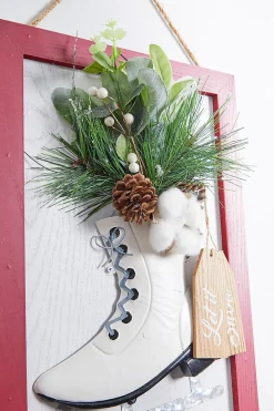 18" Wood Holiday Skate Hanging Wall Art