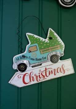7.8” Wood Holiday Vehicle Christmas Ornaments