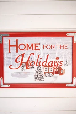 25.9” Wood “Home For The Holidays” Wall Decor