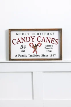 17” Wood & Metal Candy Canes Wall Sign