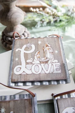 5.5” Wood & Metal Holy Family Ornament